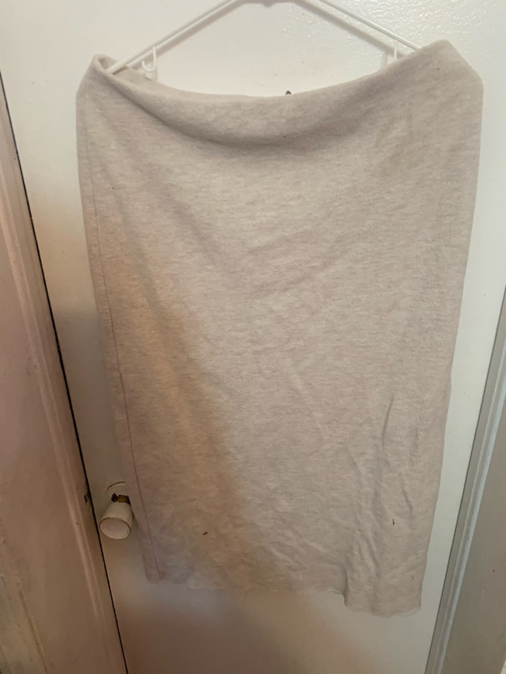 Classic Cream Knit Pencil Skirt